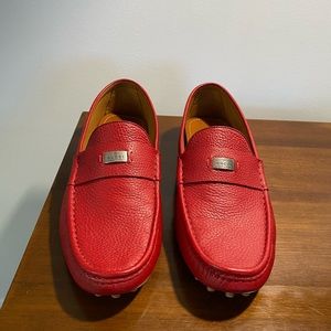 Red Gucci driving loafers size 10 never worn
